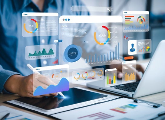 Analyst using software concept
