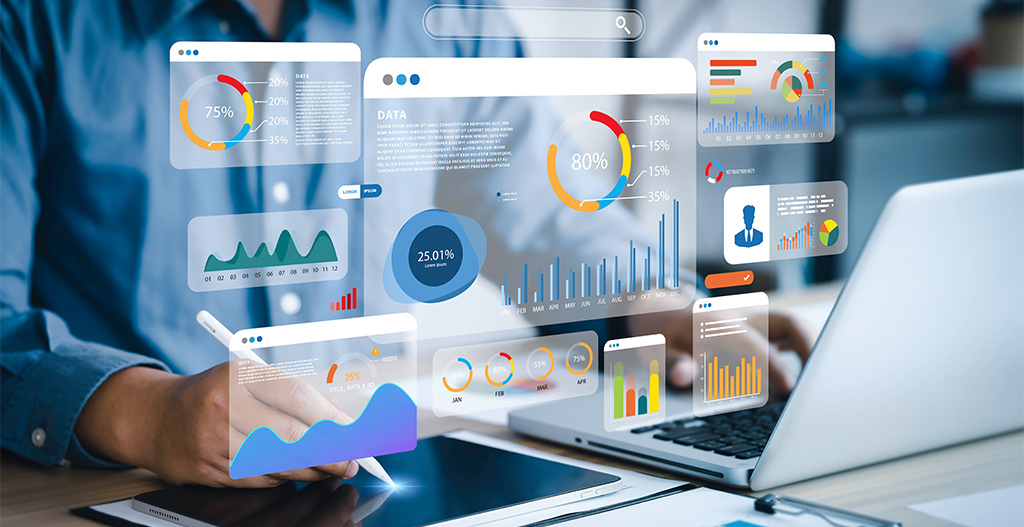 Analyst using software concept tablet