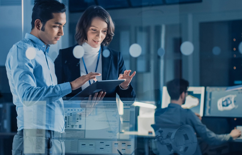 Business team uses technology concept tablet