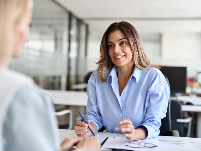 Business woman interviewing client