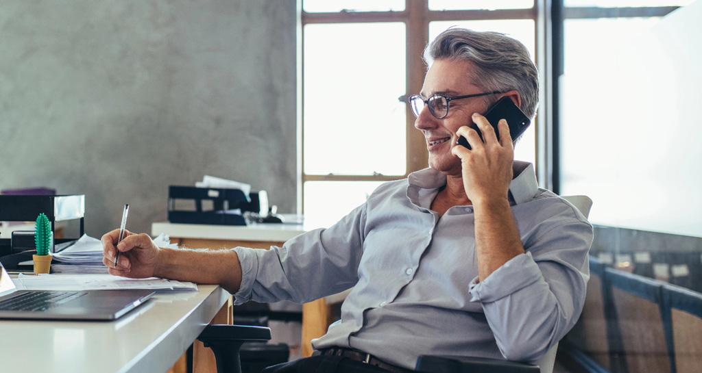 Casual professional business man on phone mobile