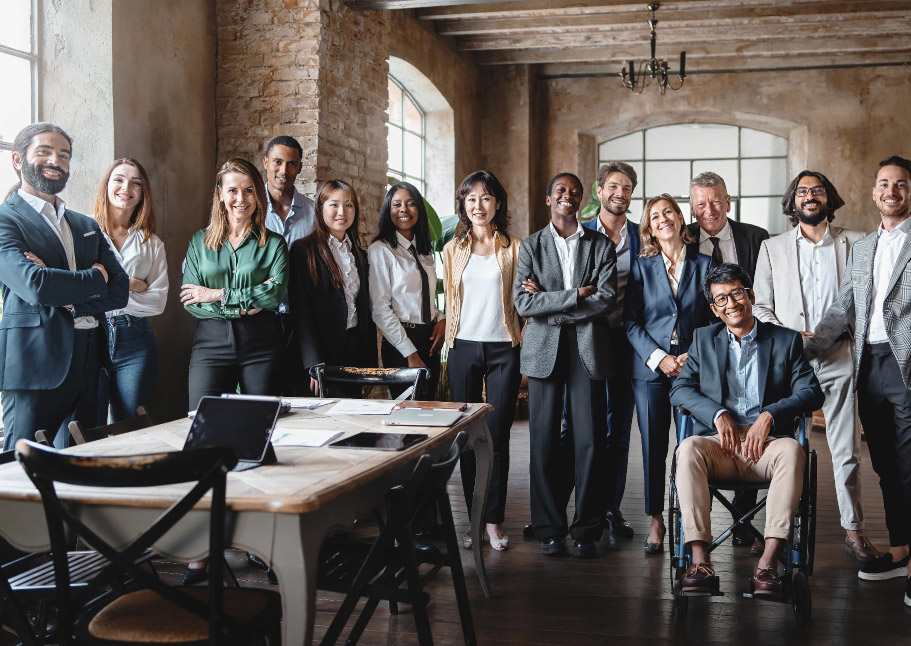 Diverse business team group photo