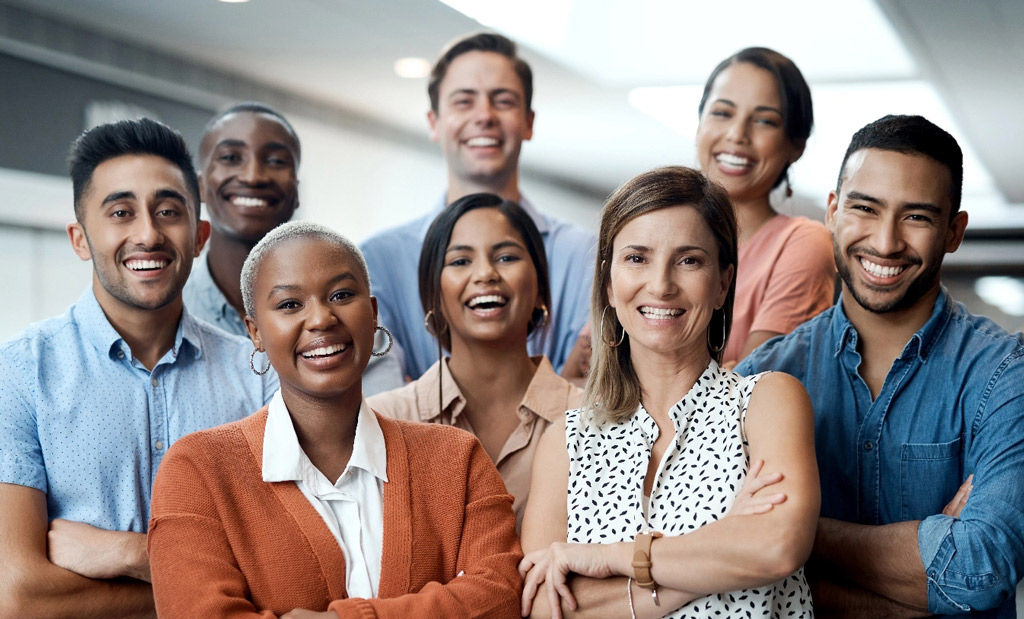 Diverse business team tablet