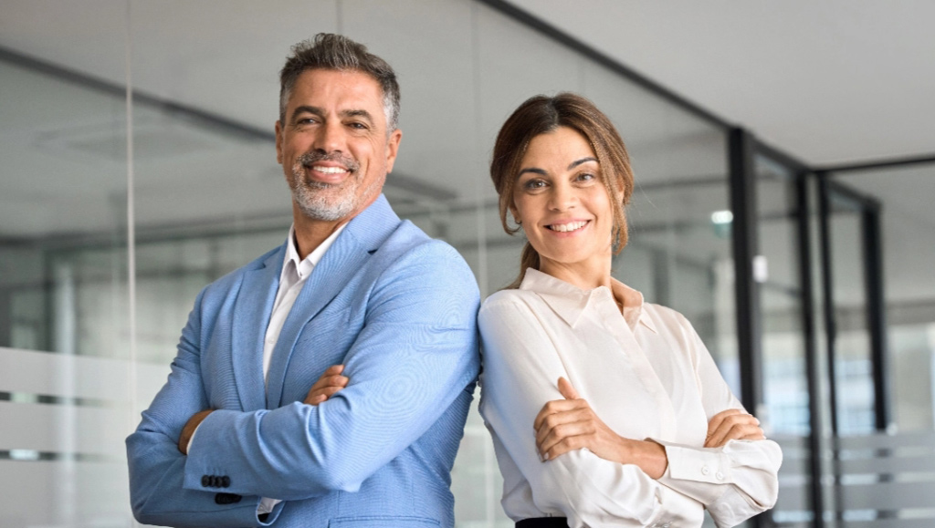 Happy executive managers
