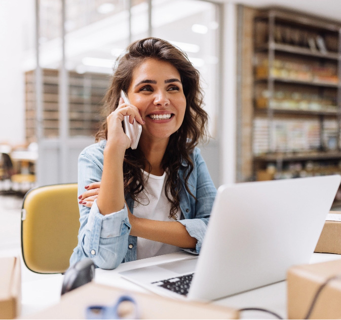 Happy woman on phone
