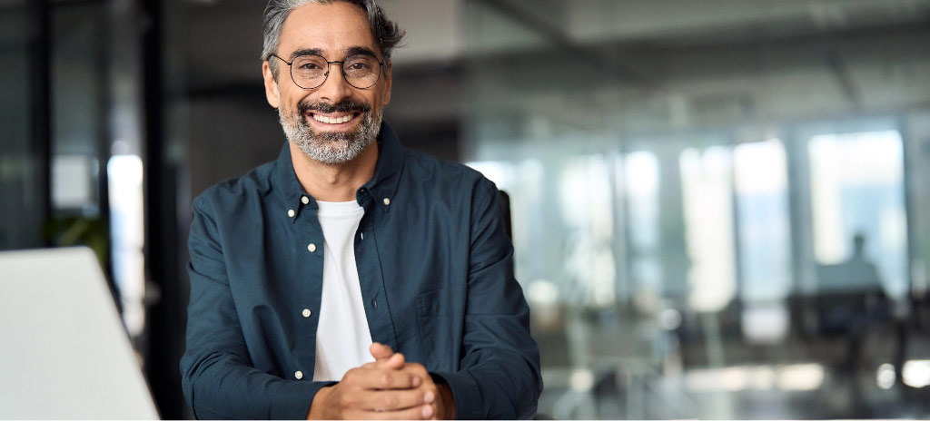 Middle-aged man smiling