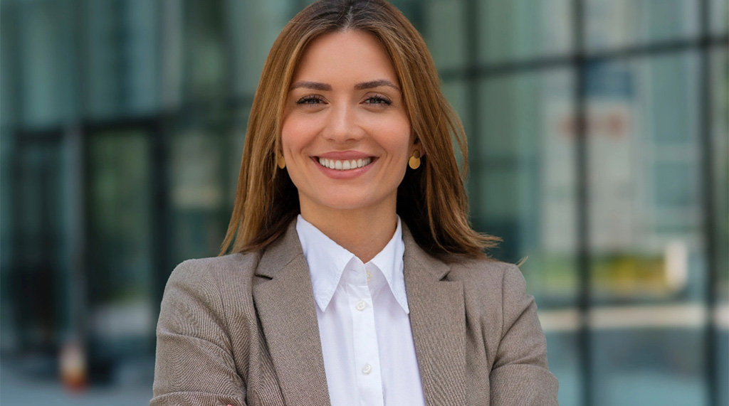 Portrait of successful business woman in suit