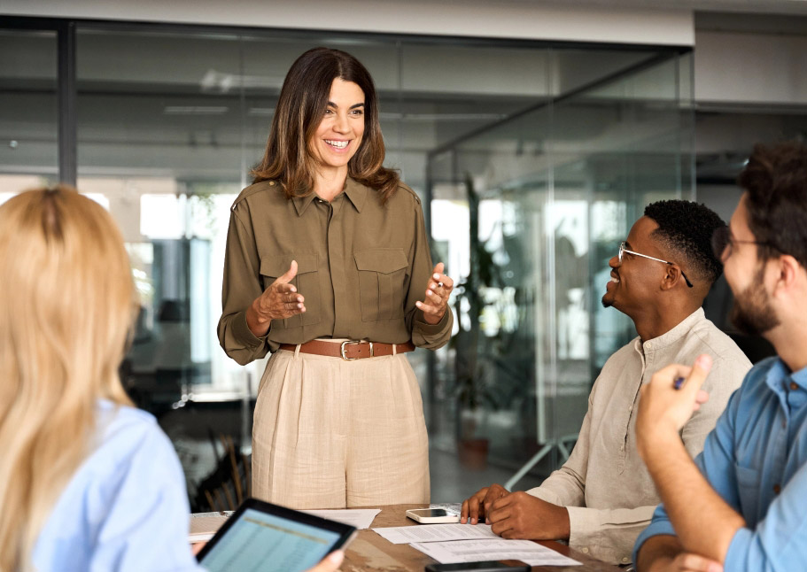 Professional woman giving presentation