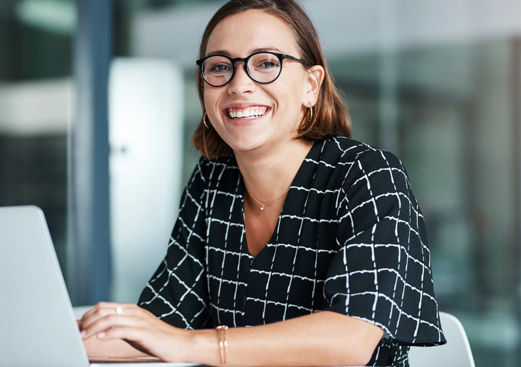 Professional woman smiling tablet