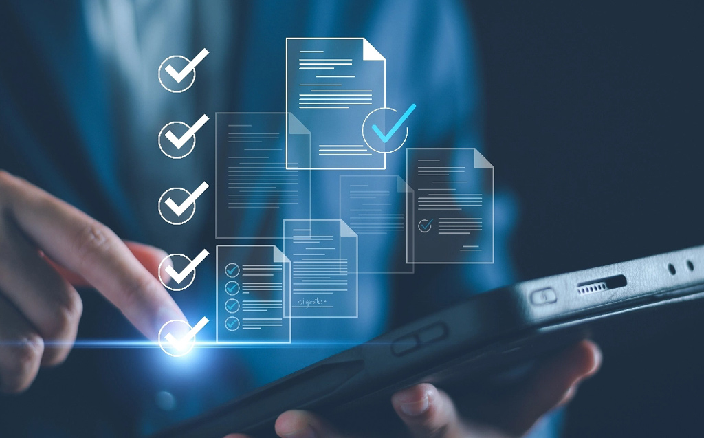 Technology checklist concept tablet