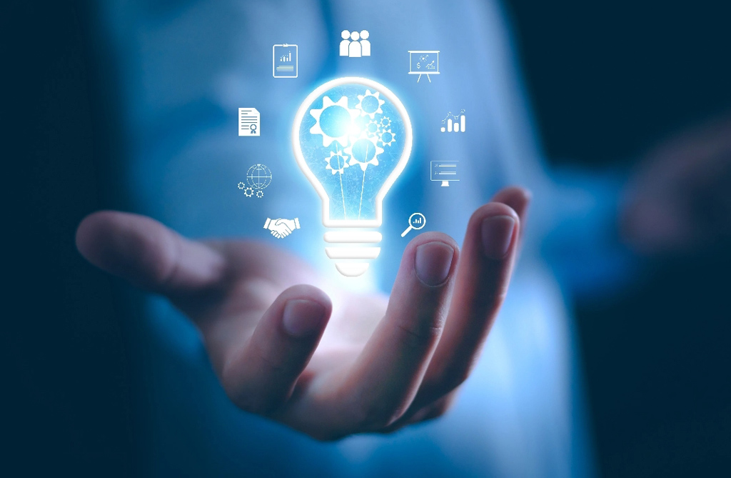 Technology lightbulb concept tablet